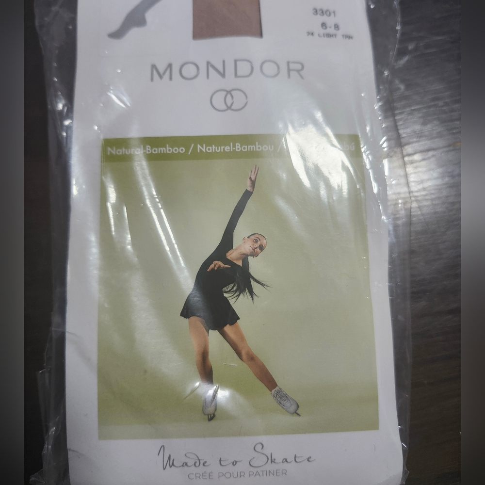 Mondor 3301 Bamboo Footed Youth Light Tan Tights Size 6-8